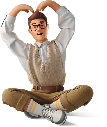 Personnage 3D assis en tailleur